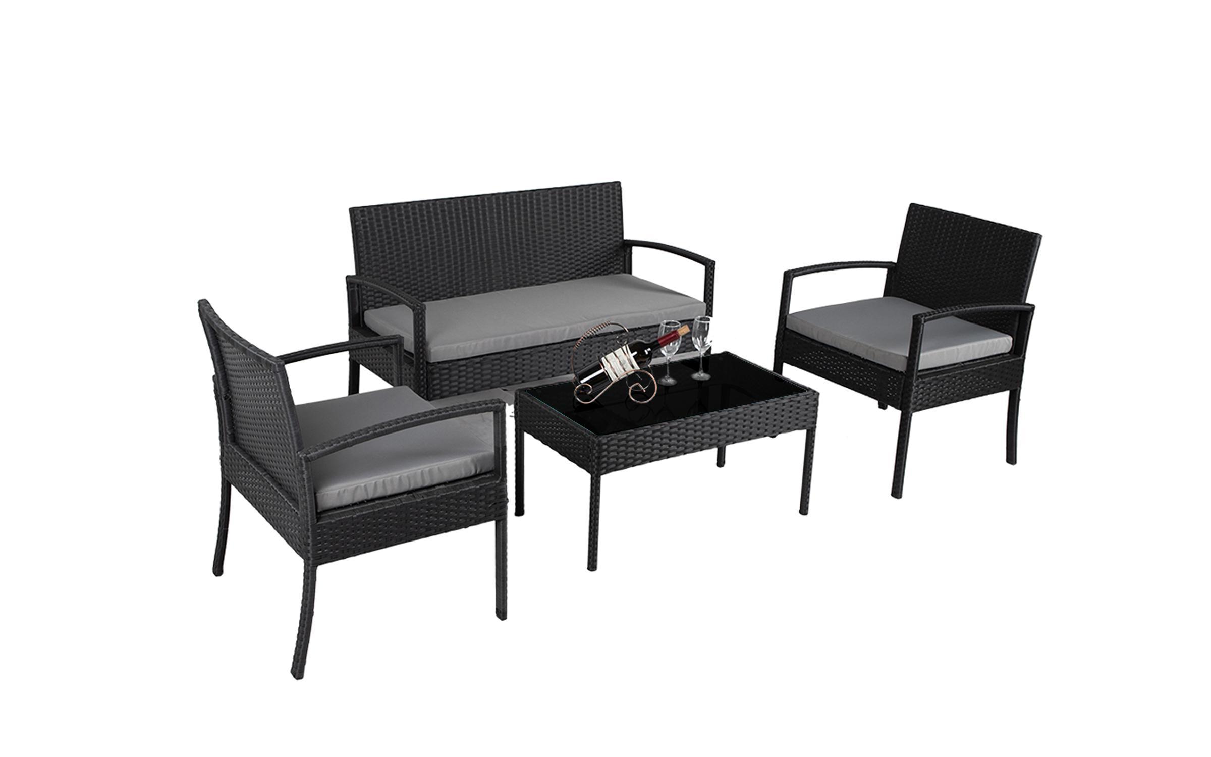 Asztal + szék készlet Taro II, fekete + szürke  1